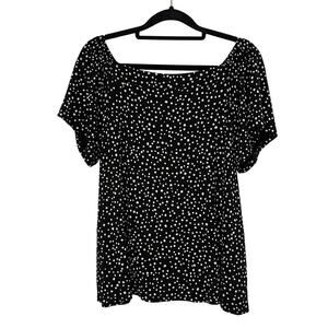 Jjill Wearever Collection Off Shoulder Dot Blouse Black White Size Medium Petite